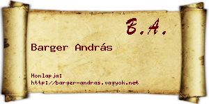 Barger András névjegykártya